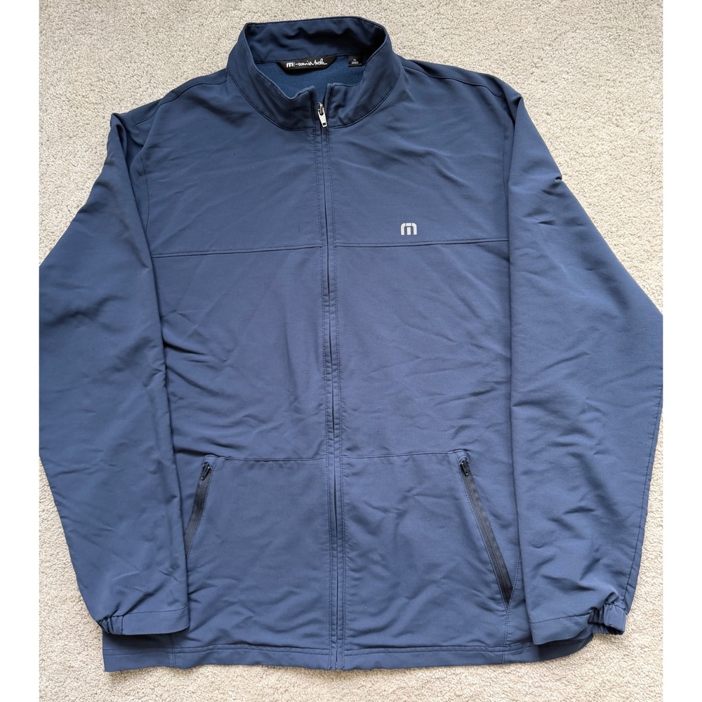 TravisMathew Mens XL Navy Blue Full Zip Golf Jacket Lightweight Stretch Active